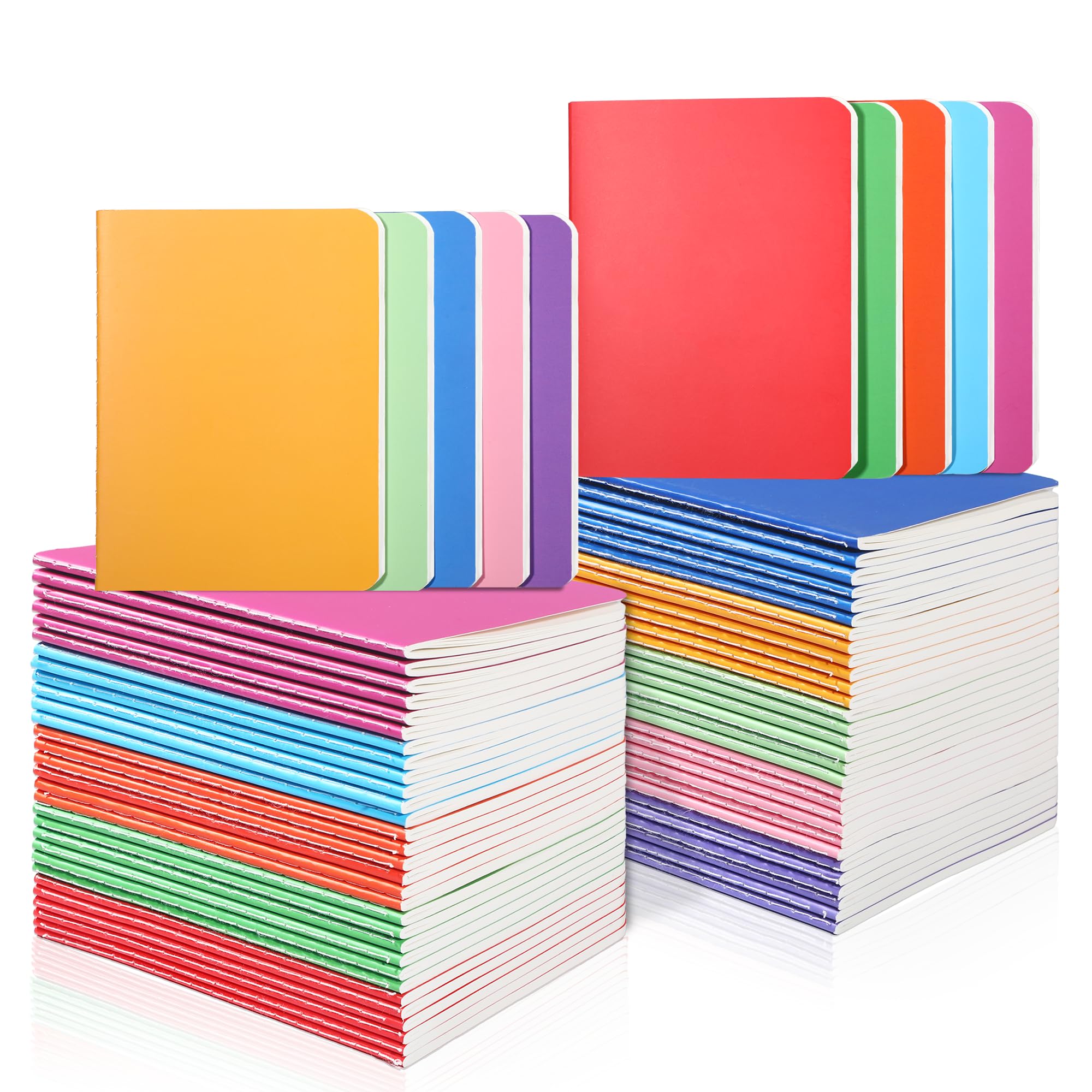 miikoul 100 Pack Small Colorful Blank Notebook Bulk,A6 Pocket Notepads Mini Journal Set for Student Traveler Office Back to School Supplies, 5.5" X 4"