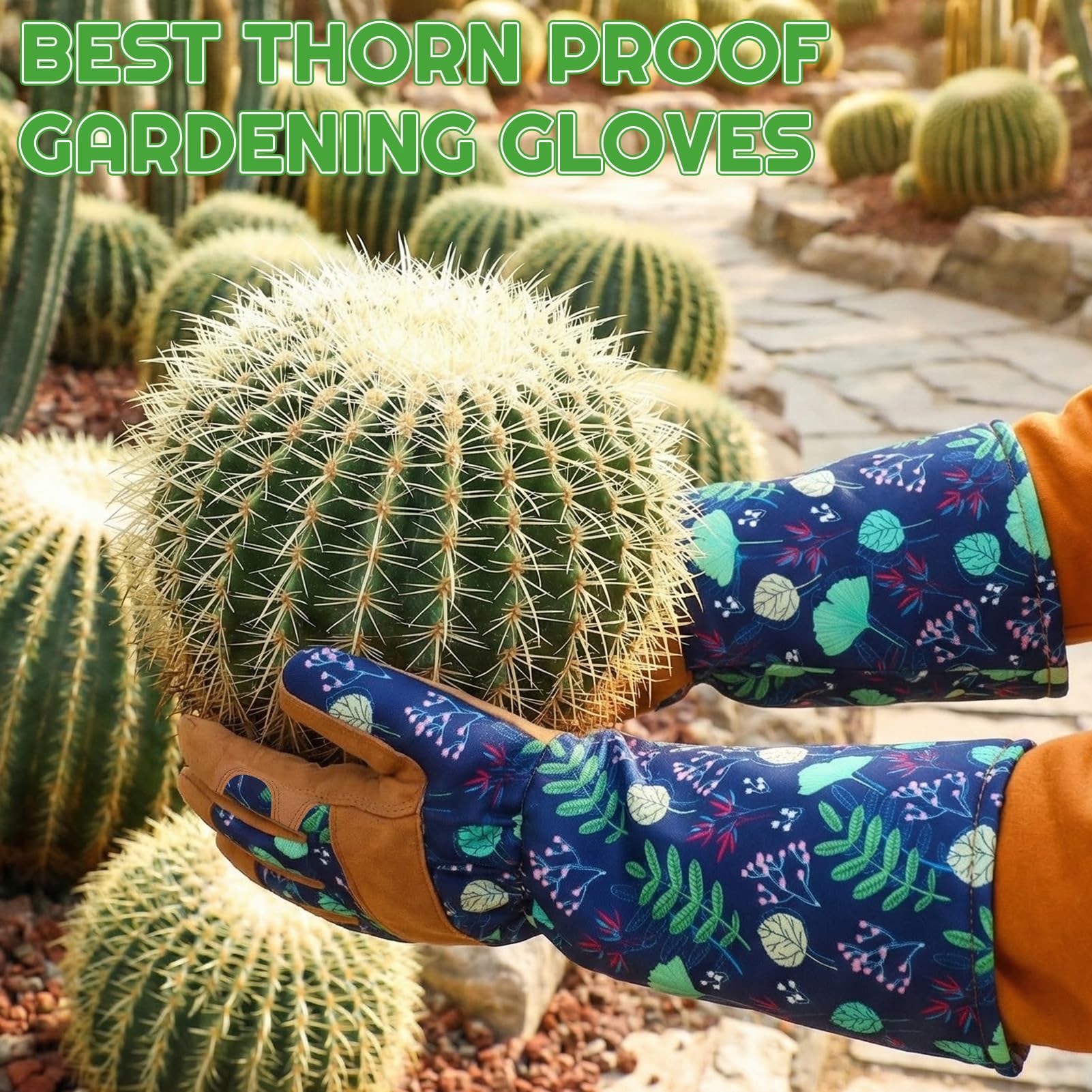 Gartenhandschuhe für Damen, Dornensichere Gartenhandschuhe, lange und kurze Leder-Gartenhandschuhe, flexible und atmungsaktive Arbeitshandschuhe für Rosenschnitt und Jäten, 2 Paar
