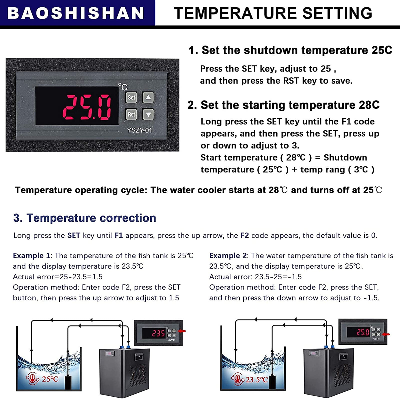 Buy BAOSHISHAN Aquarium Chiller Water Cooler 160L Water Chiller 42gal Fish Tank Chiller for