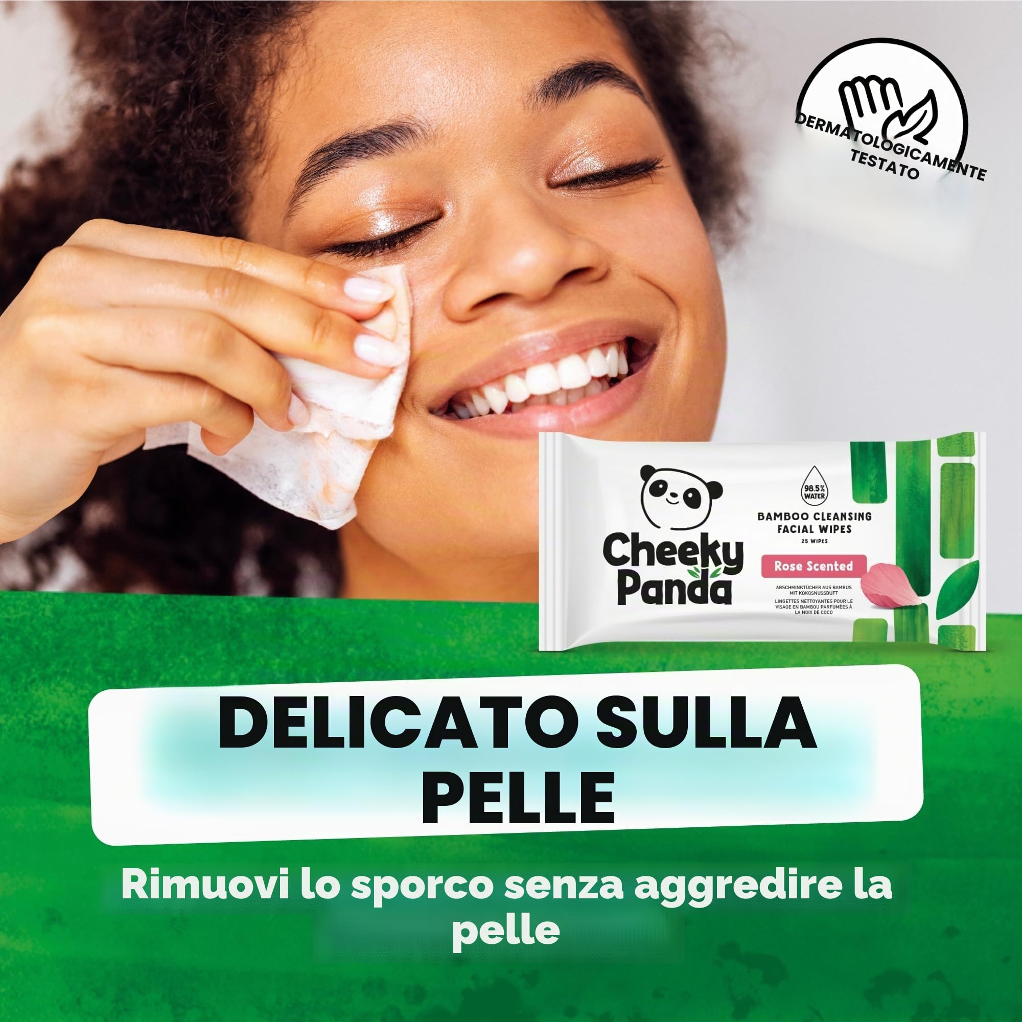 The Cheeky Panda Salviette Struccanti Profumate alla Rosa Vegano | 600 Pezzi | Fatto al 100% di bambù sostenibile | Formula e ingredienti naturali