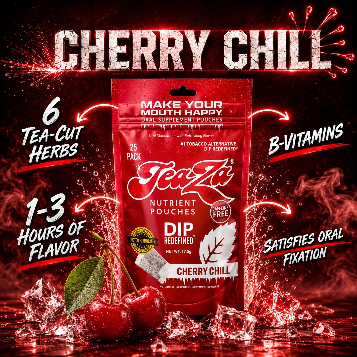 cherry tobacco dip Amazon.com : Teaza Energy Pouches, Tobacco Free Nicotine Free Dip