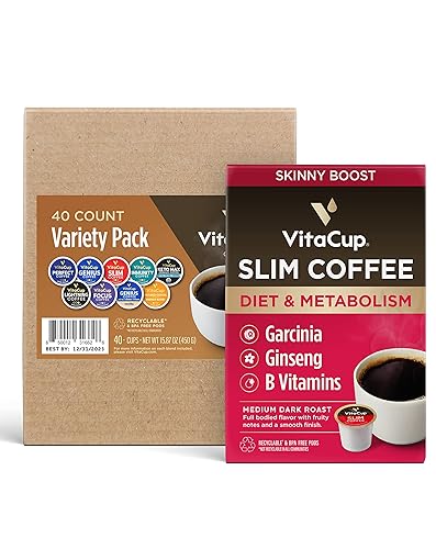 VitaCup Paquete variado de muestras de cápsulas de café, 40 unidades + cápsulas de café delgadas, aumenta la dieta y el metabolismo | Cápsulas