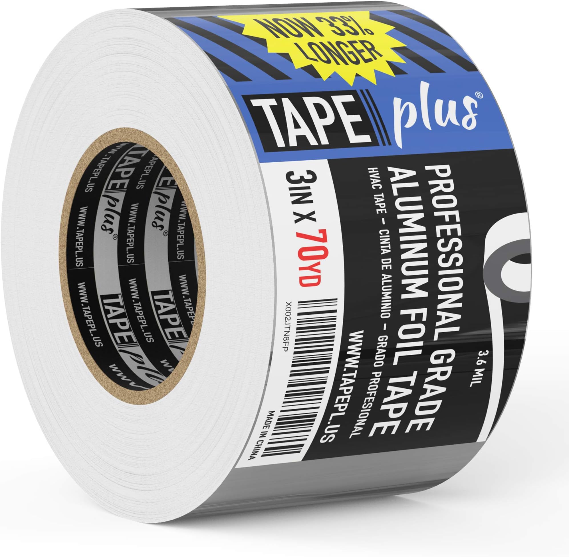 TapePlus HVAC Tape - 3 in x 210 ft, Silver - Insulation & Heat-Resistant Heav...