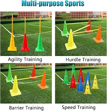 Agility Training 5pc for Child, Multi-Purpose Hurdle Cone Set, School Exercise Gear, for Speed Agility Drills and Fun Competitions (Size : 180cm/70.9in)