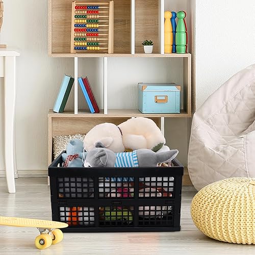 Miniatura 6 de Zopnny 3 paquetes de cestas plegables de plástico, 30 L apilables, cestas plegables utilitarias