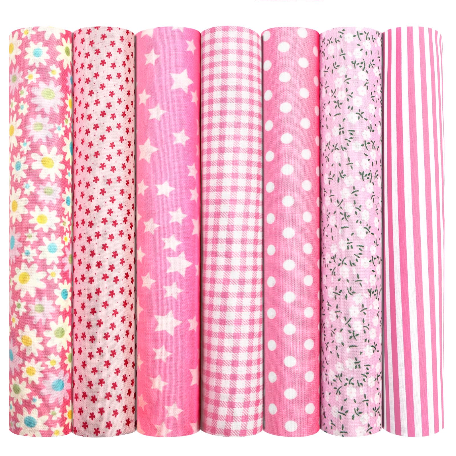 Aucuu 7er Set Baumwollstoff Paket, 50 x 50cm Stoffe zum Nähen, Patchwork Stoffe, Patchwork zum Quilten, Stücke Paket zum Quilten, DIY Basteln Handwerken, Puppenkleidung