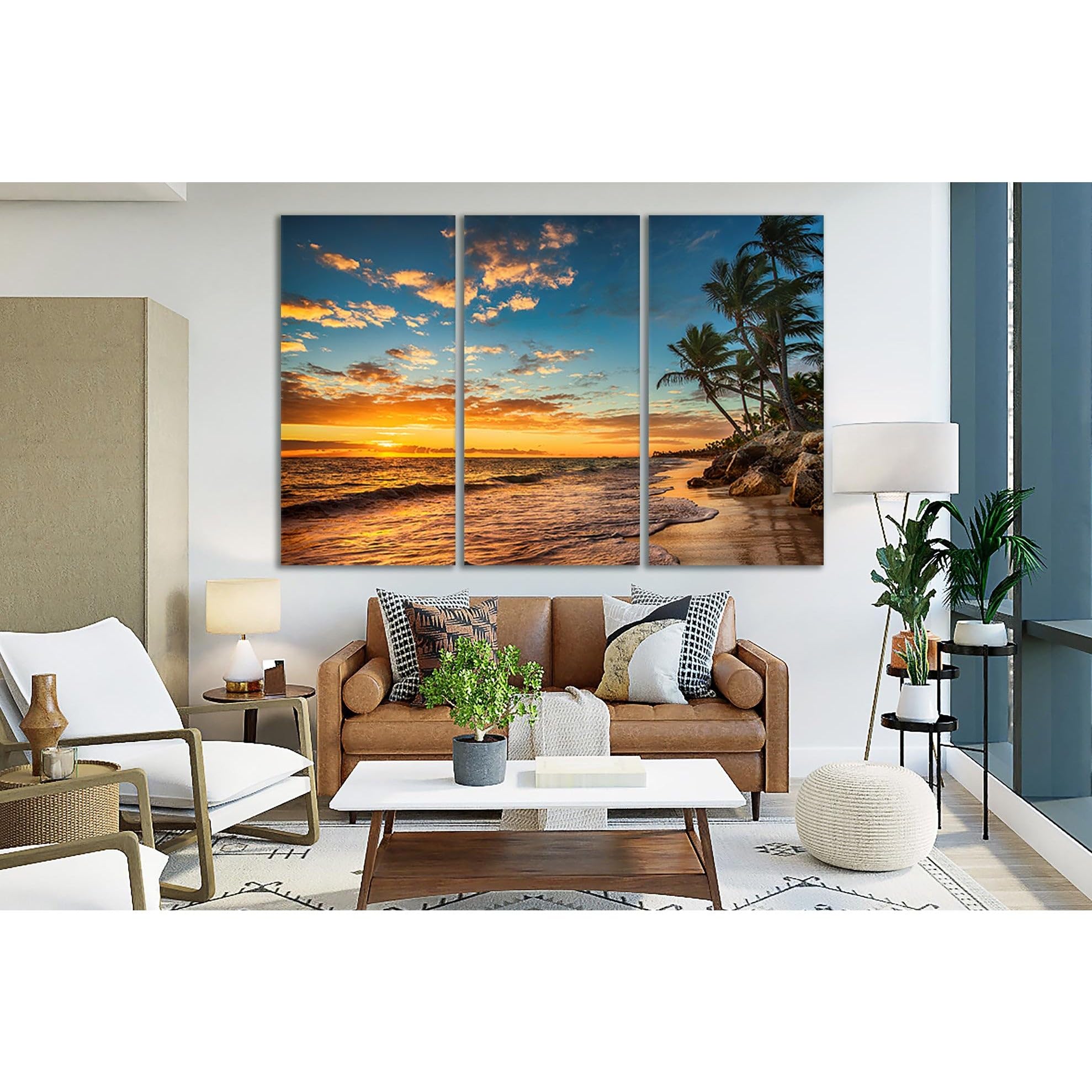 Impression sur toile triptyque paysage paradisiaque plage 180 x 120 cm - 3