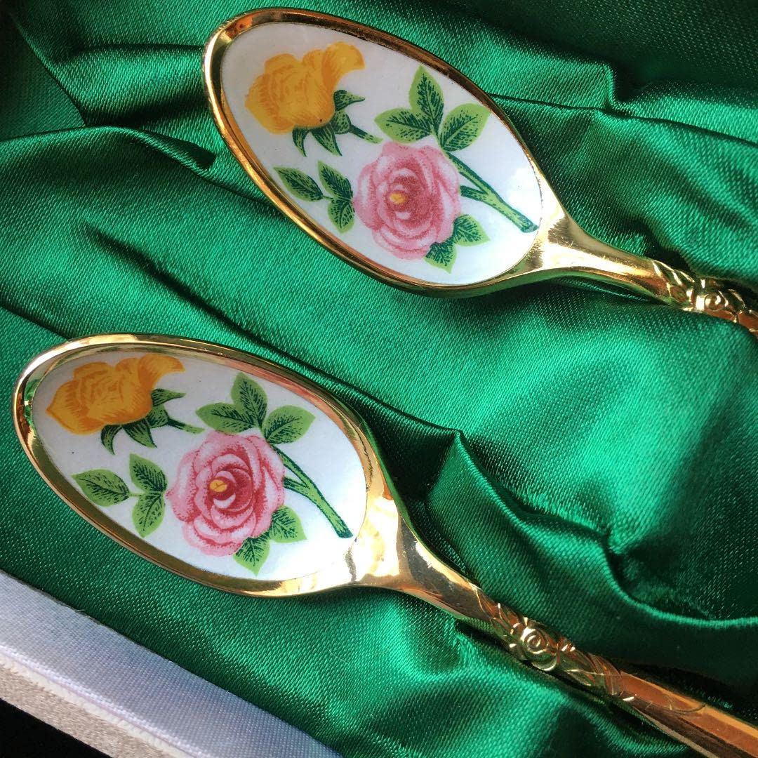 Amazon.co.jp: 七宝焼 薔薇のスプーン ゴールド仕上げ : ホーム&キッチン