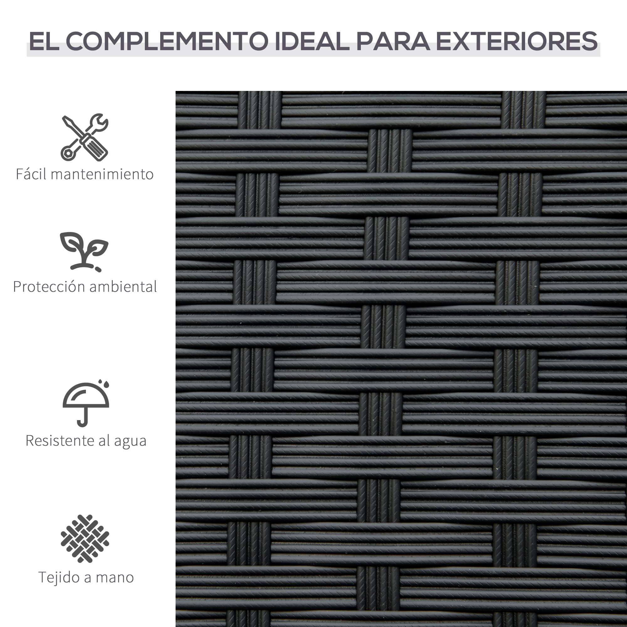 Outsunny Banco Jardín Lounge Silla 2 Plazas Muebles para Jardín Exterior Terraza 2 Plazas Ratán Sintético Carga 240kg 122x60x85 cm Marco Acero