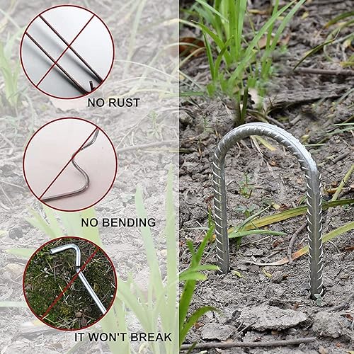 Miniatura 6 de Eurmax Estacas de refuerzo en forma de U de Estados Unidos, 12 pulgadas, estacas de suelo resistentes para trampolín galvanizadas para camping,