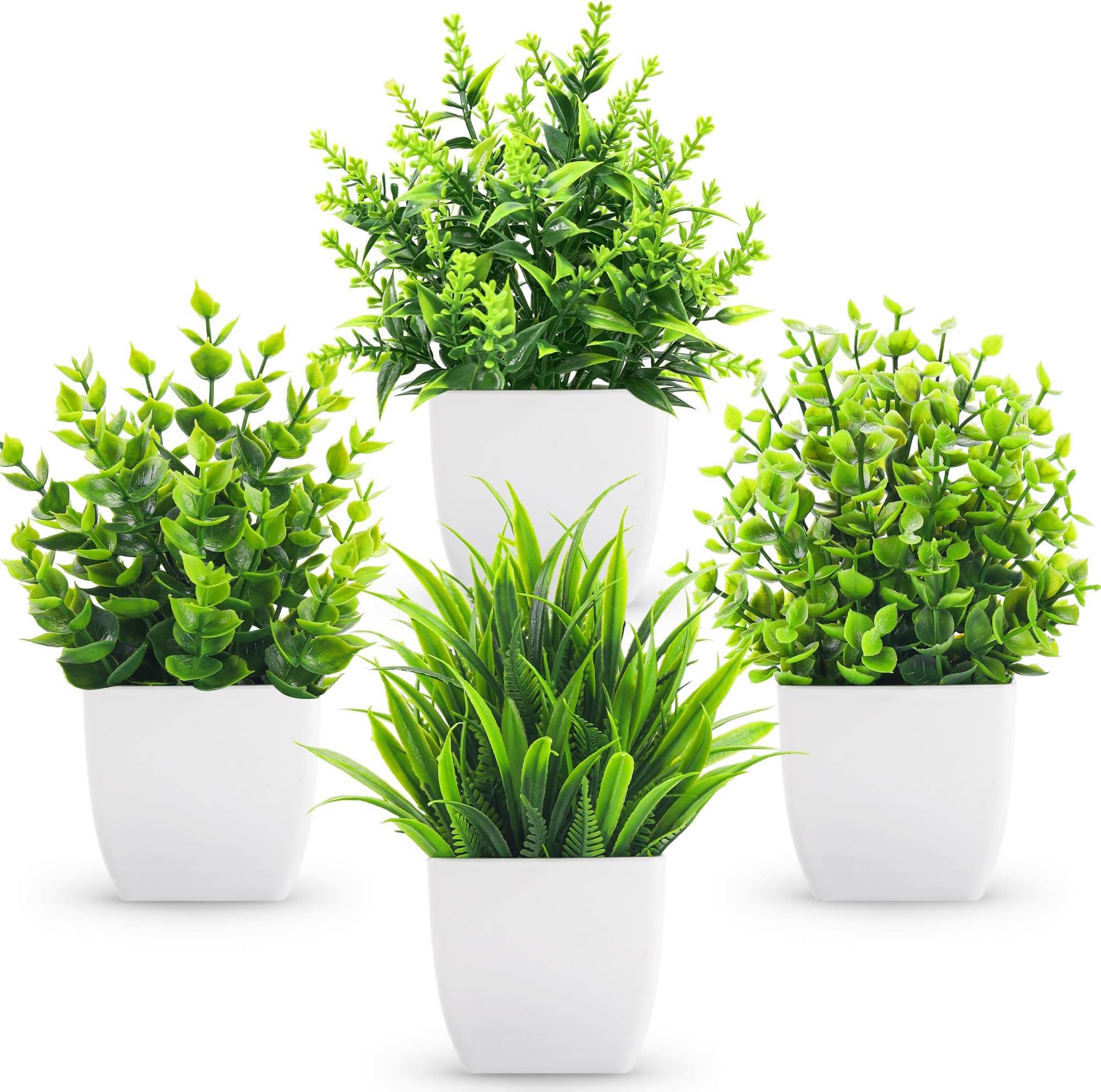 4 Pack Fake Plants Small Artificial Mini Faux Plants Indoor for Room Home Office Shelf Decor