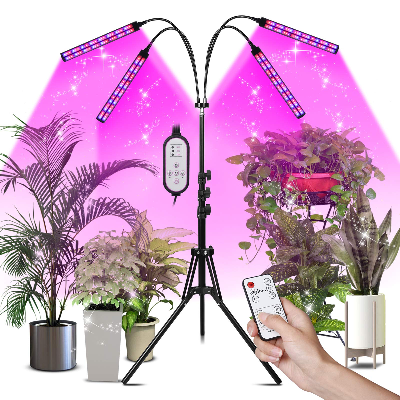 KOSCHEAL 4-Head LED Grow Light with Stand