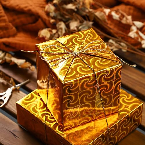 Miniatura 6 de LeZakaa Papel de regalo holográfico  Mini rollo  Estrella NegraCorazón Rojo Estampado de Sol Dorado para Navidad, Vacaciones, Bodas, Cumpleaños  17