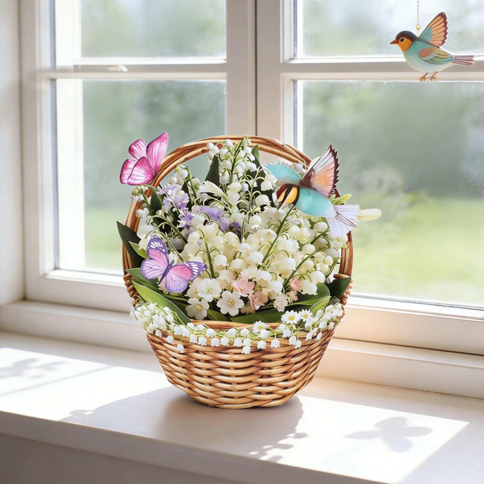 Tarjeta de felicitación 3D con Tema Ramo Mariposas y Lirios los Valles