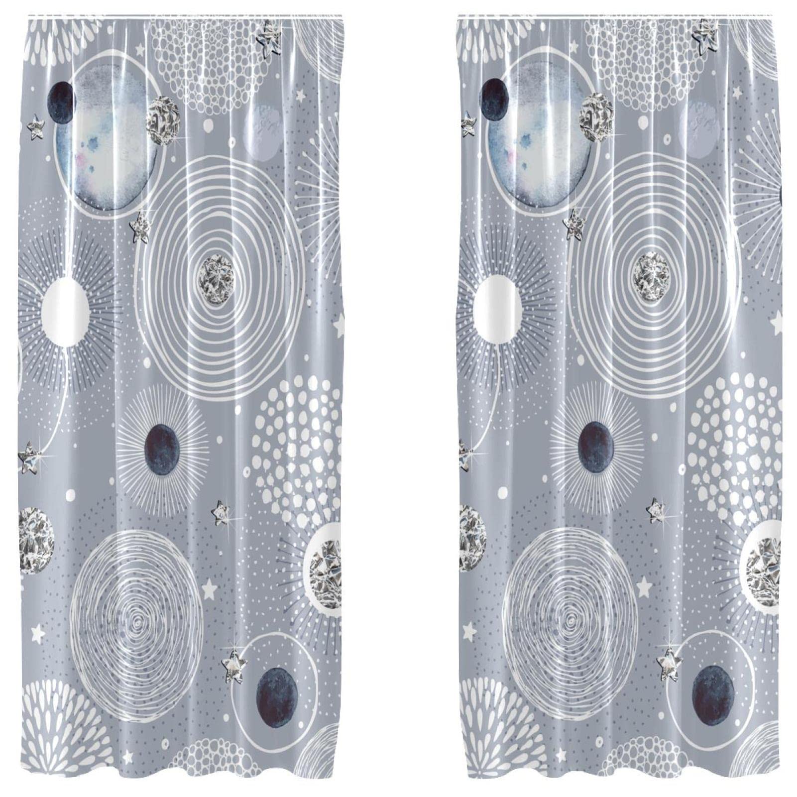 Rideaux bohème vintage avec passe-tringle : lot de 2 panneaux au tissu fluide