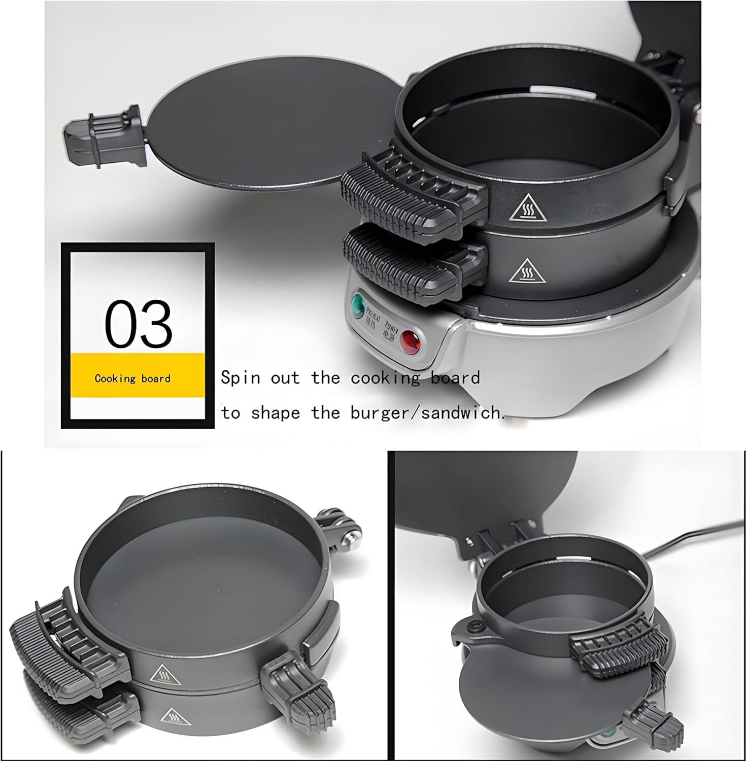 Burger Maker and Sandwich Toaster, Waffle Maker, Omelette Maker, Multi-Function Breakfast Maker for Grilling Steak, Eggs, Toast; Removable Plate, Home and Commercial(Color:Orange Color)