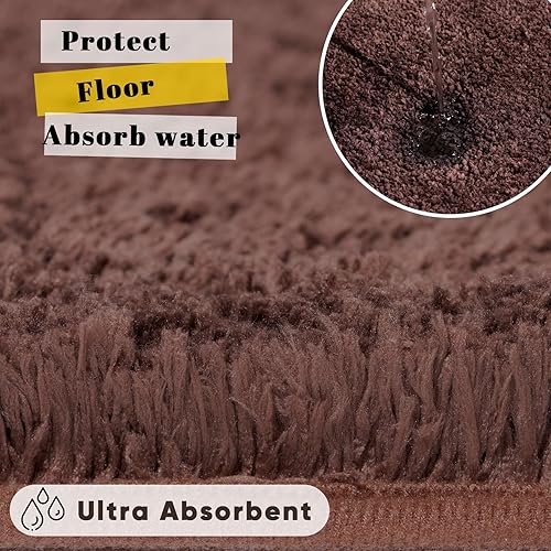 Miniatura 3 de ELEHOLD Juego de alfombras y tapetes de baño, juego de 2 alfombras de baño gruesas y absorbentes, antideslizantes, suaves y peludas, lavables a