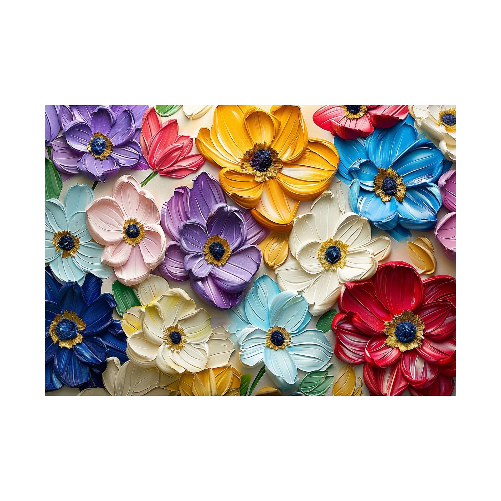 Tableau decoration murale salon moderne impression fleurs 3D 60x80 - 8