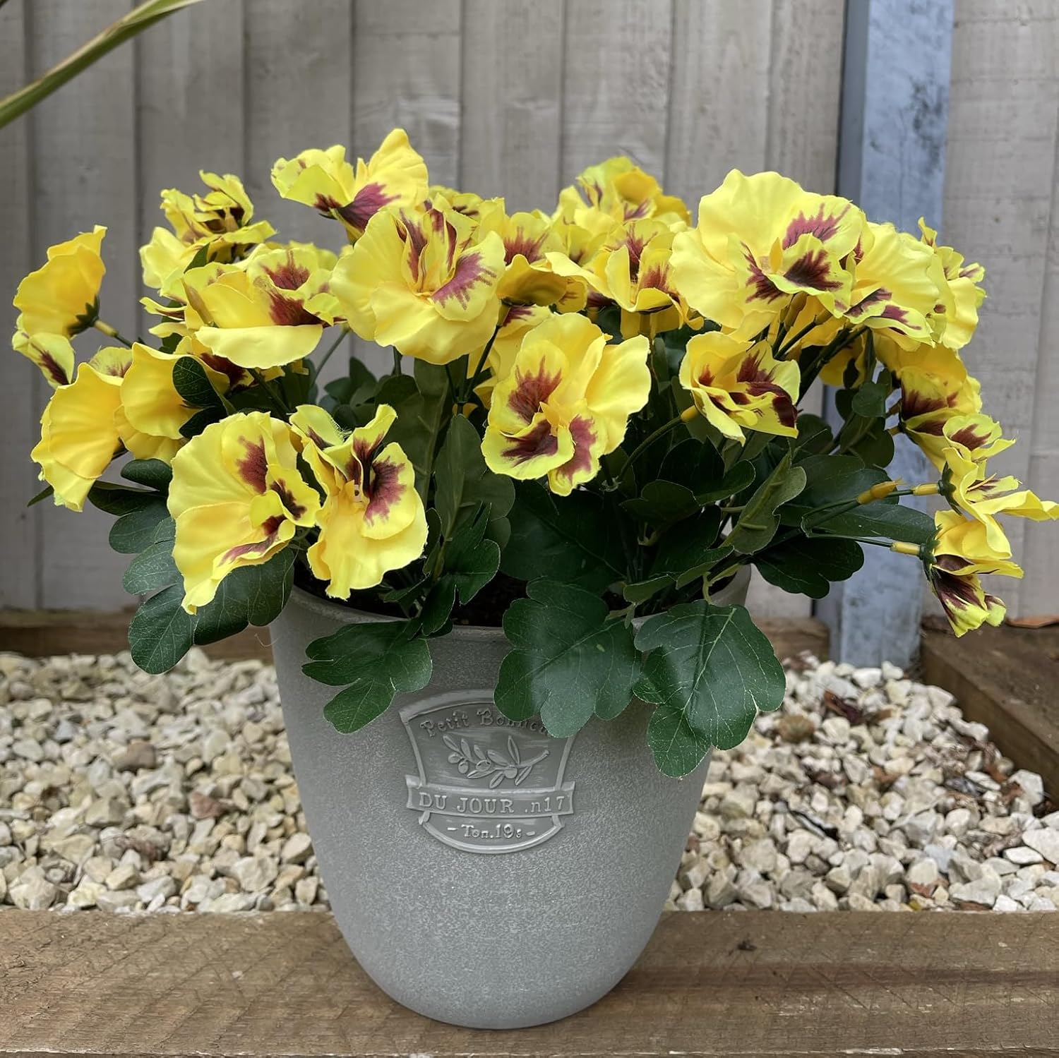 Artificial Pansy ​Flowers - Fake Plants for Outdoor ​or​ Indoor Use - Faux Flower Decorations ​with Fade Resistant Colour - POTS NOT Included (5 Pack - Yellow)