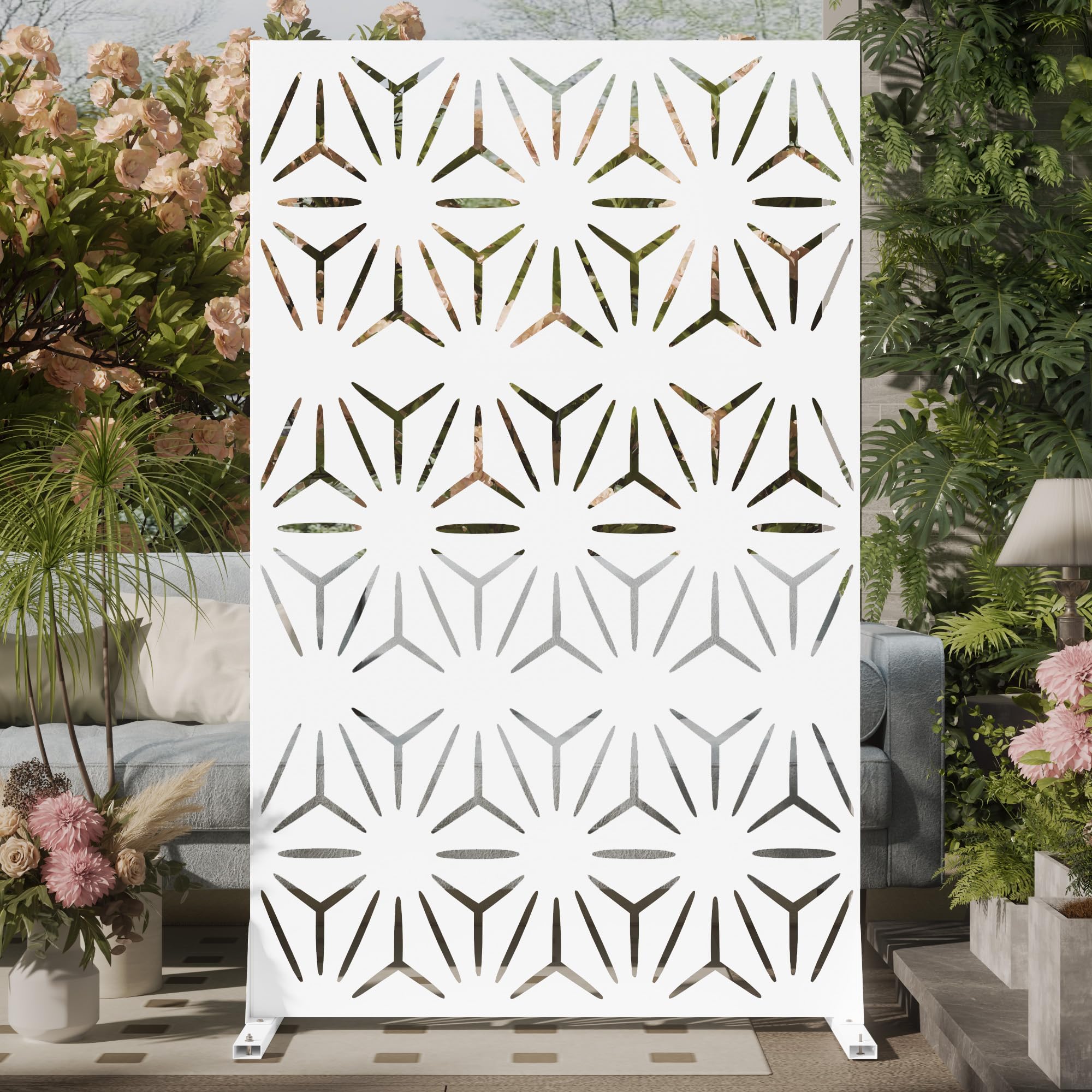 Cofar White Floral Privacy Screen