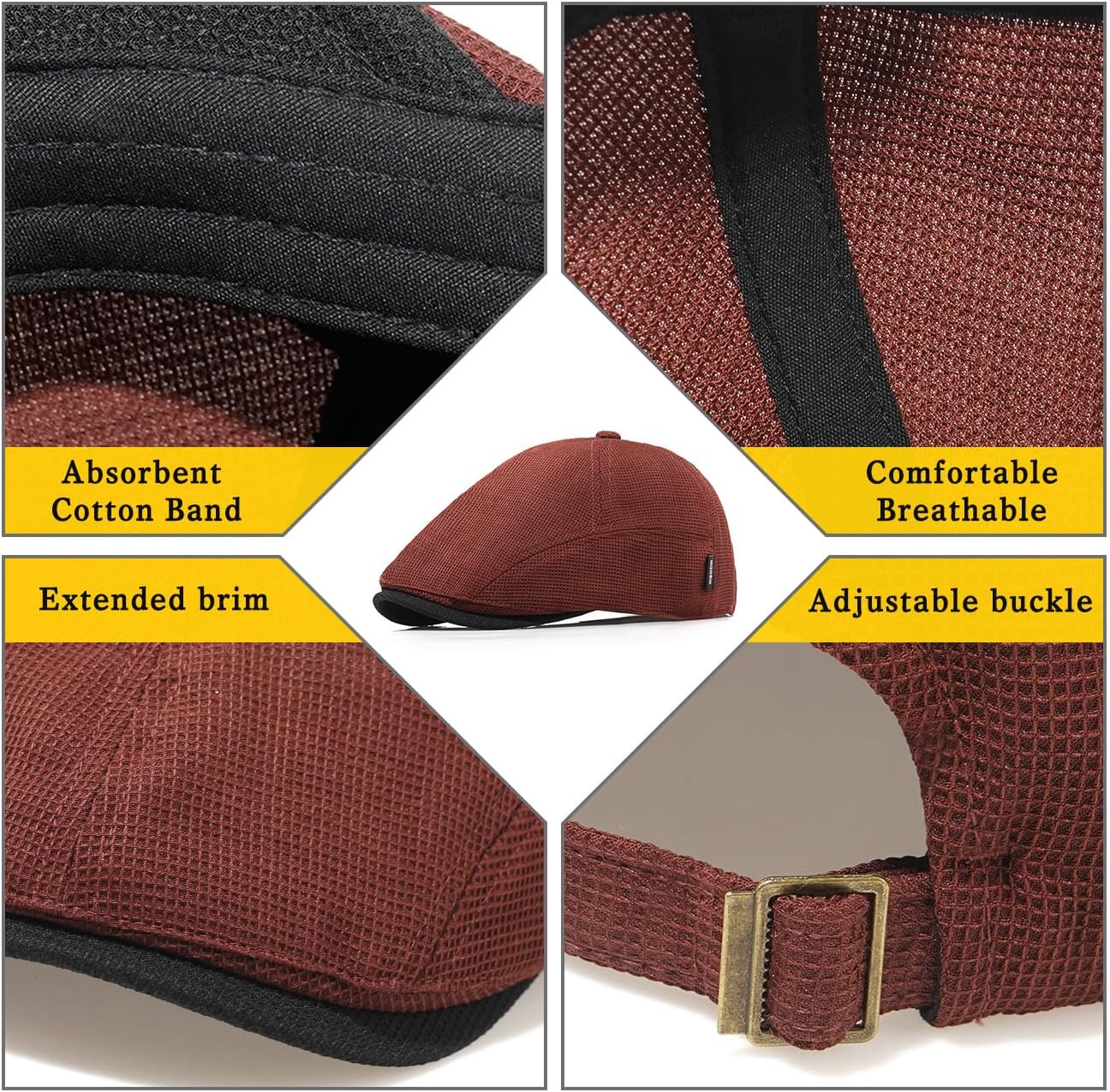 British Retro Newsboy Hat Breathable Painter Hat Adjustment Beret Ivy Cap Irish Cabbie Driving Hunting Hats - Image 4