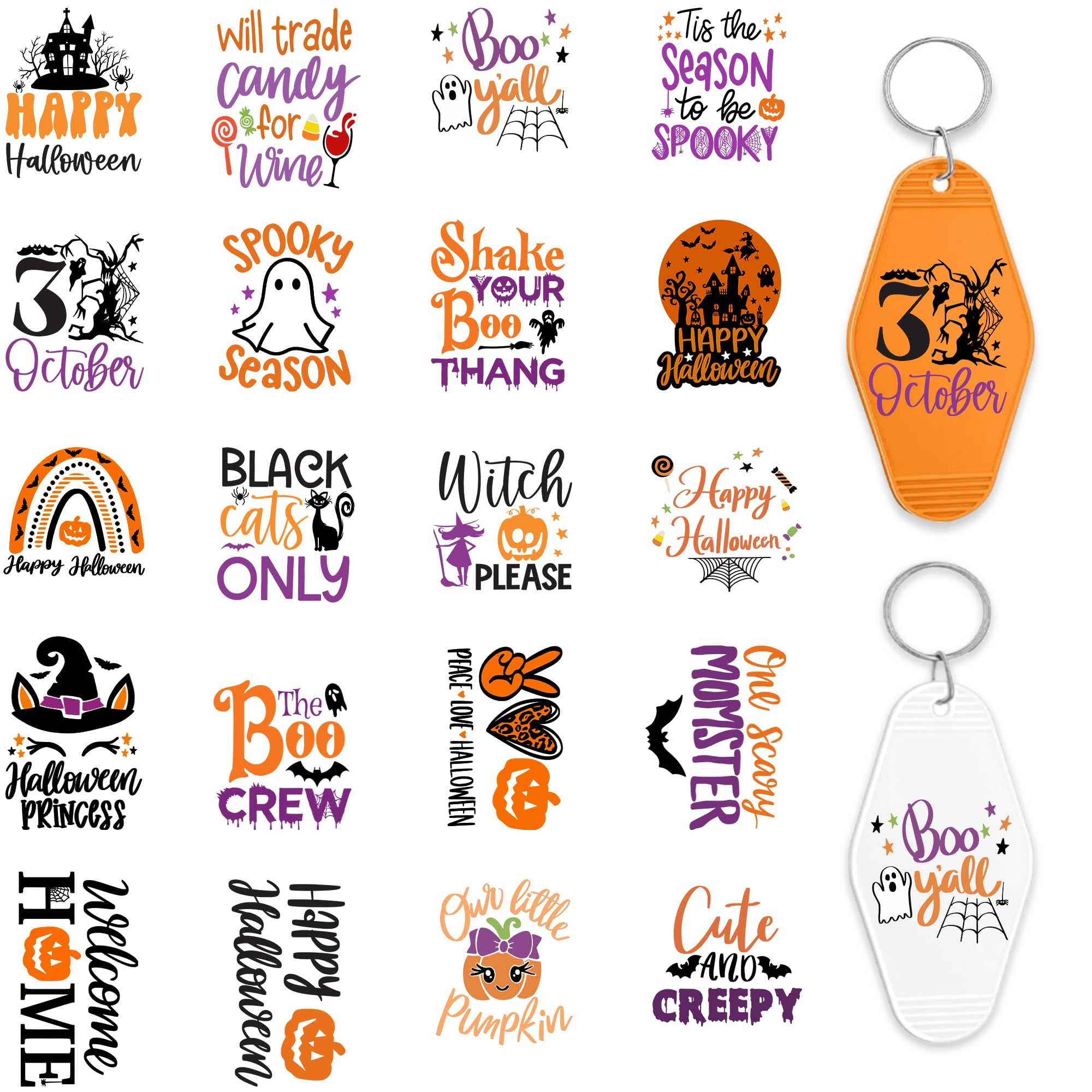 Amazon.com: Halloween UV DTF Wrap Stickers for Motel Keychain, 8