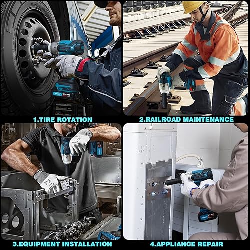 Miniatura 7 de Juego de llave de impacto inalámbrica Jovant, pistola de impacto eléctrica de 20V MAX, llaves de impacto sin escobillas de 737 pies-libras (1000