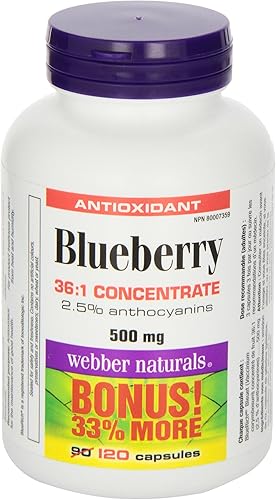 Miniatura 8 de Webber Naturals Blueberry 361 Cápsula concentrada, 500 mg 120 cápsulas