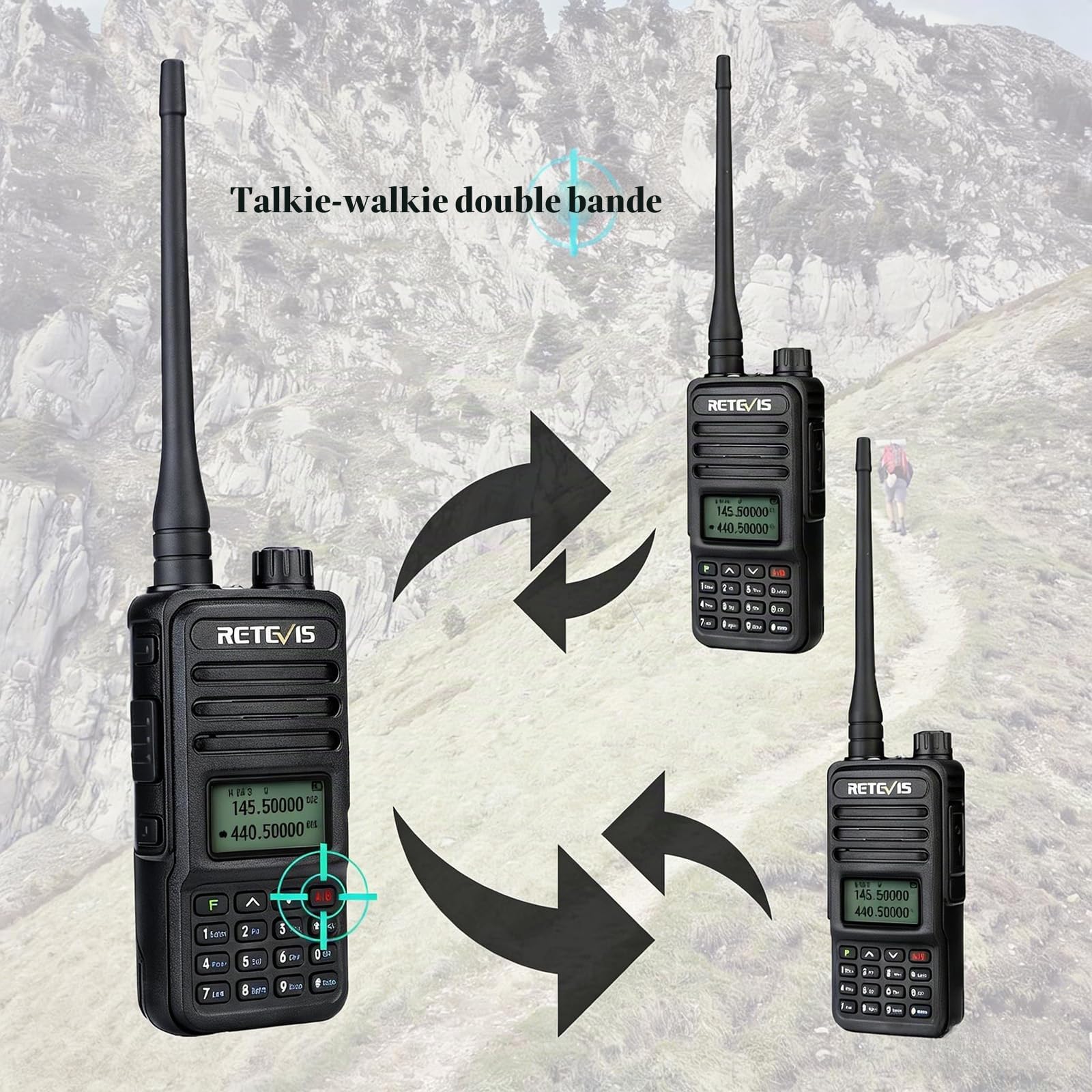 Retevis RT85 Talkie Walkie, Bi-Bande Talkie Walkie Longue Portée (2Pcs)