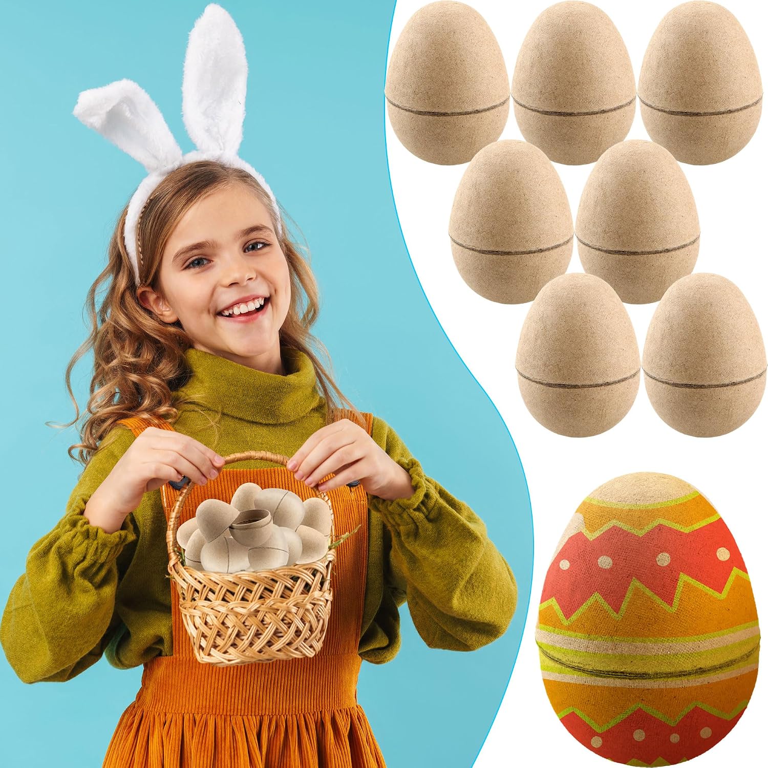 40 Pcs Paper Mache Easter Eggs 3.15 Inch Unpainted Empty Eggs DIY Paintable Eggs Unfinished Craft for Spring Easter Hunt DIY Projects Party Decor, Brown White (Color Set 1)