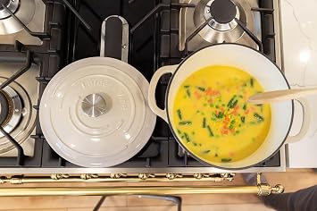 Larder & Vine 4-Piece Enameled Cast Iron Set, Oven Safe and Suitable for All Cooktops includes 5.7 Quart Dutch Oven Pot with Lid and 2.2 Quart Saucepan with Lid (Stone)