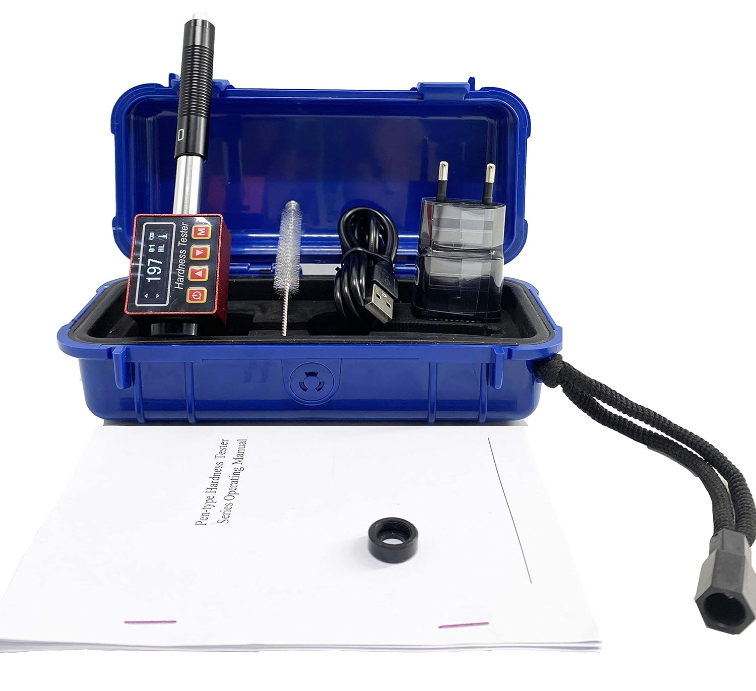 Portable Leeb Hardness Tester Meter Metals Durometer Tester with Multiple Hardness Scale HLD Range (170-960) HLD OLED Display D Type Impact Device 270 Groups Data Storage