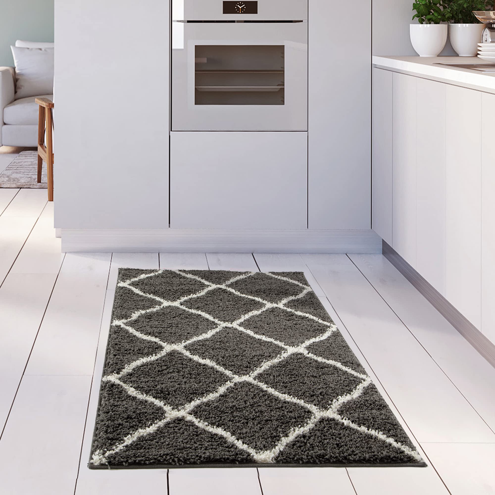 THE RUGS Shaggy Rug, Modern Moroccan Design Rugs for Living Room Bedroom, Hallway, 3 cm Thick Area Rugs - Image 4