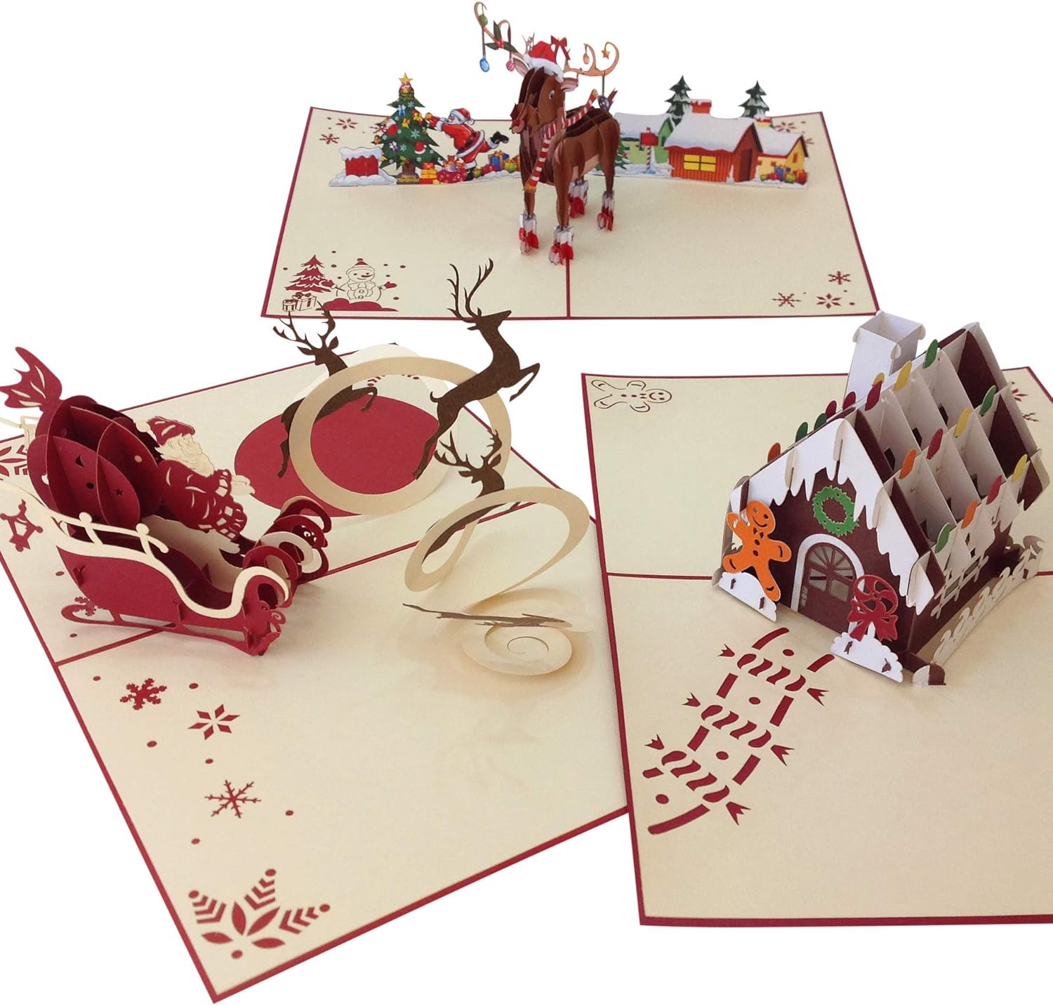 Pop Up Christmas Cards Set 3 Pack by DEVINE Popup Cards