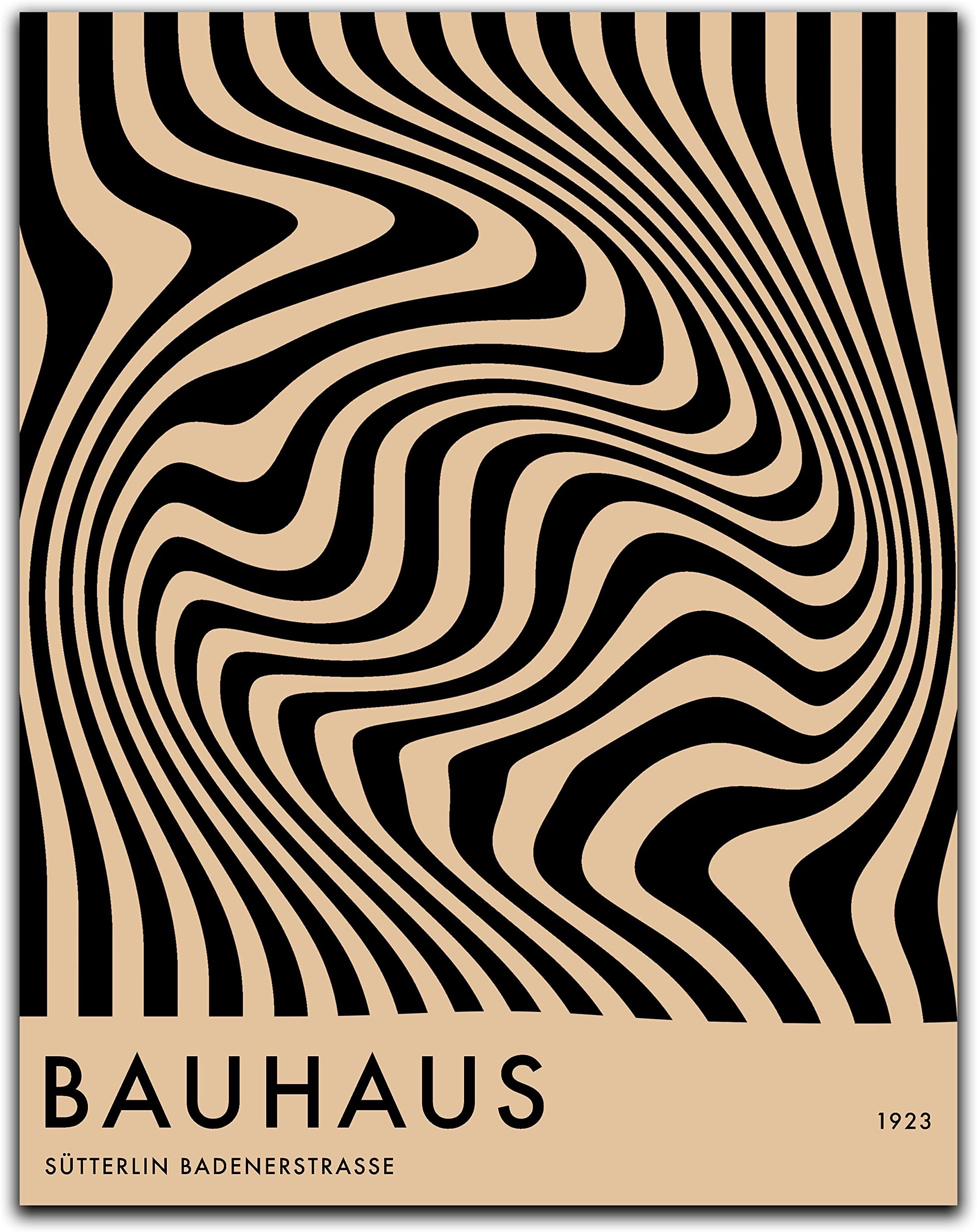 Mid Century Modern Bauhaus Wall Art - 11x14" UNFRAMED Print - Abstract Wall Decor - Exhibition Poster Replication (Black)