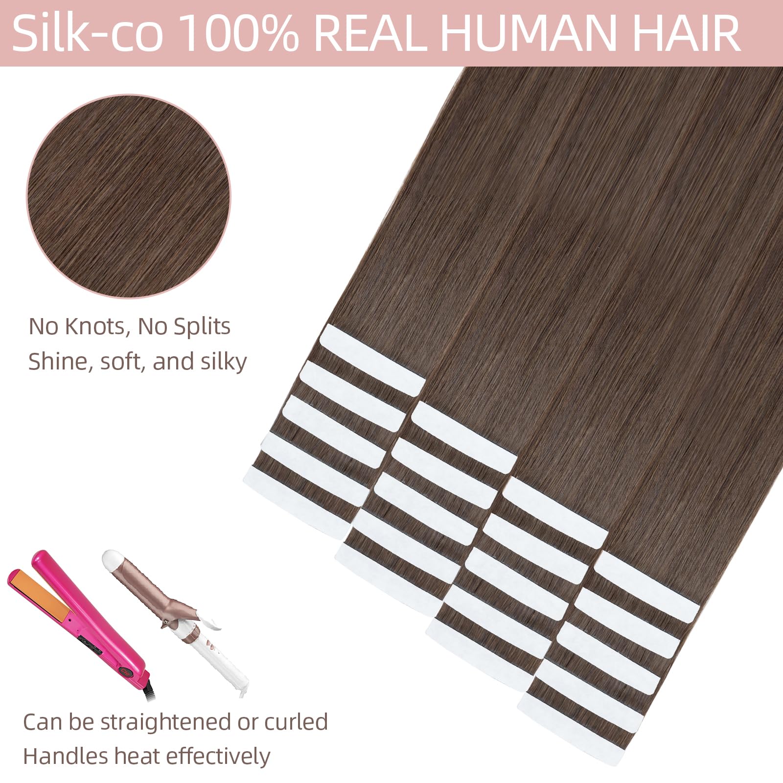 Tape in Hair Extensions Human Hair Black 12inch Real Remy Hair 40 Pcs Skin Weft Seamless Straight(#02 Dark Brown) - Image 3