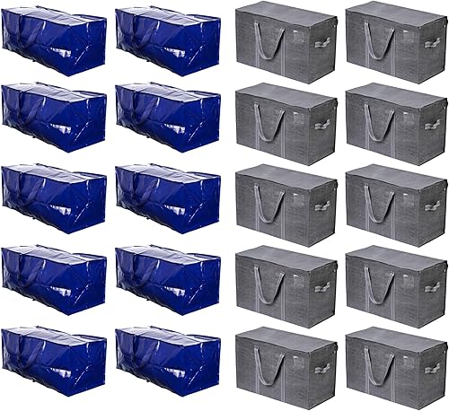 Miniatura 1 de VENO Paquete de 20 unidades de mudanza de alta resistencia (paquete de 10 bolsas de mudanza extragrandes con correas de mochila + paquete de 10