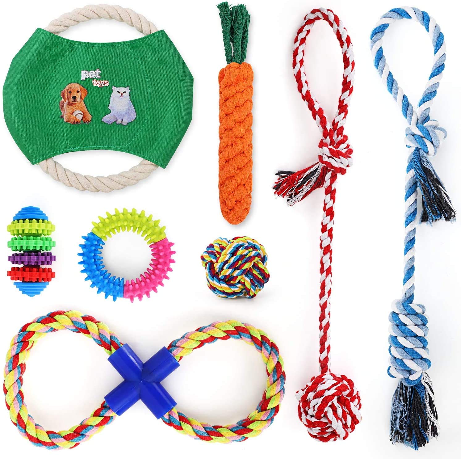 emily pets 8 Piece Dog Toy Set Combo,Cotton Knot Rope Toys for Dogs,Ball Dog Toys-Dog Chew Toys-Puppy Teething Toys-Puppy Chew Toys-Rope Dog ToyDog Toys-Dog Toy Pack-Tug Toy(Pack of 8) (B08Y6PR5CR) Amazon Price History, Amazon Price Tracker