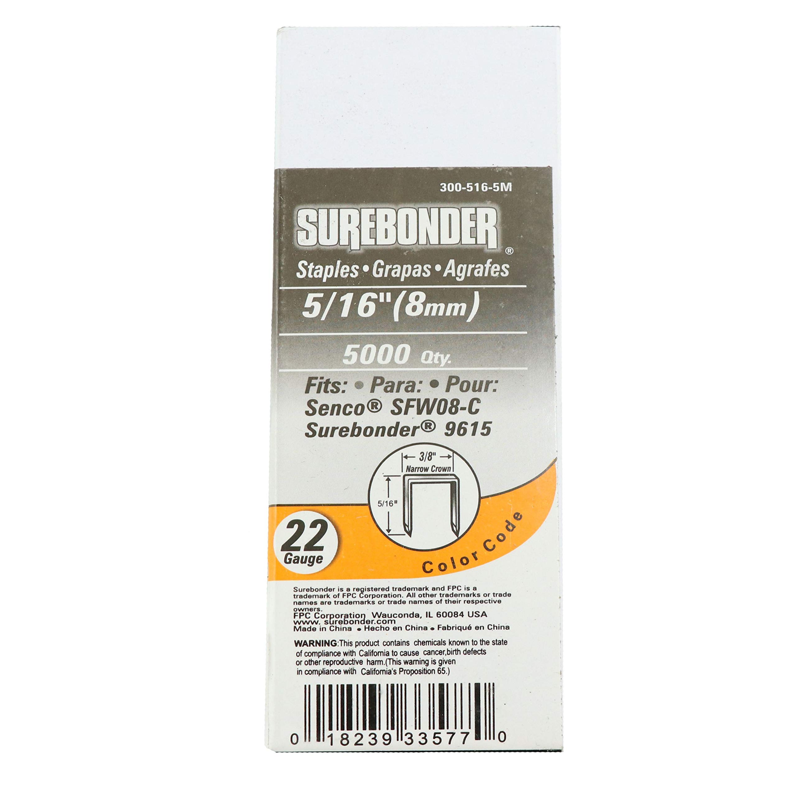 Agrafes ameublement cal 22 Surebonder 300-516-5 m pour agrafeuse tapissier