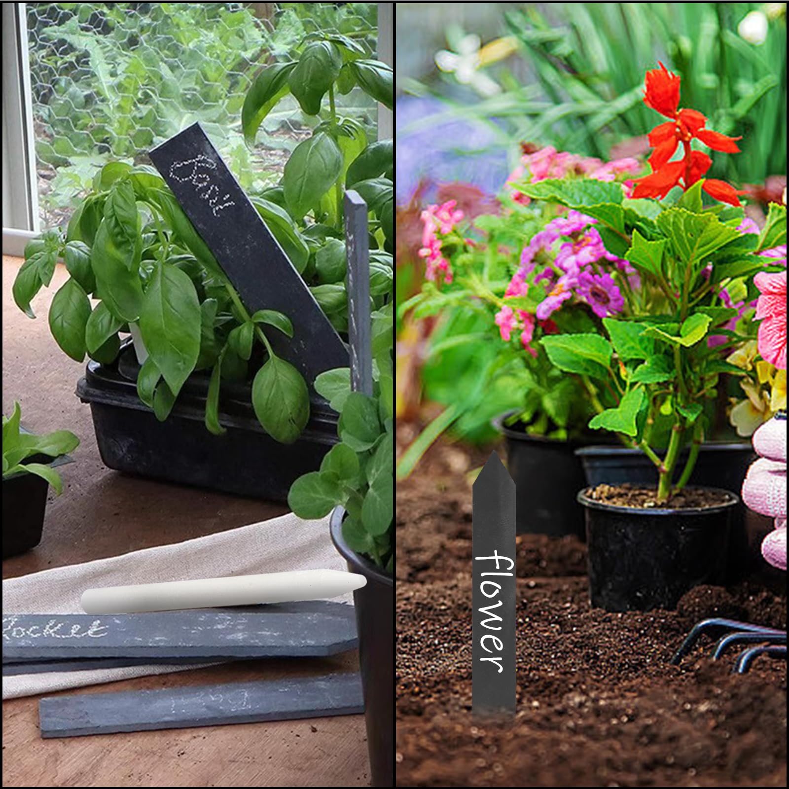 30 Stück 15x2CM kräuterschilder Schiefer, Pflanzenschilder zum Beschriften, Kräuterstecker Pflanzenstecker Blumenstecker, Garten Schiefertafel Schilder Gartenschilder für Draußen Wetterfest
