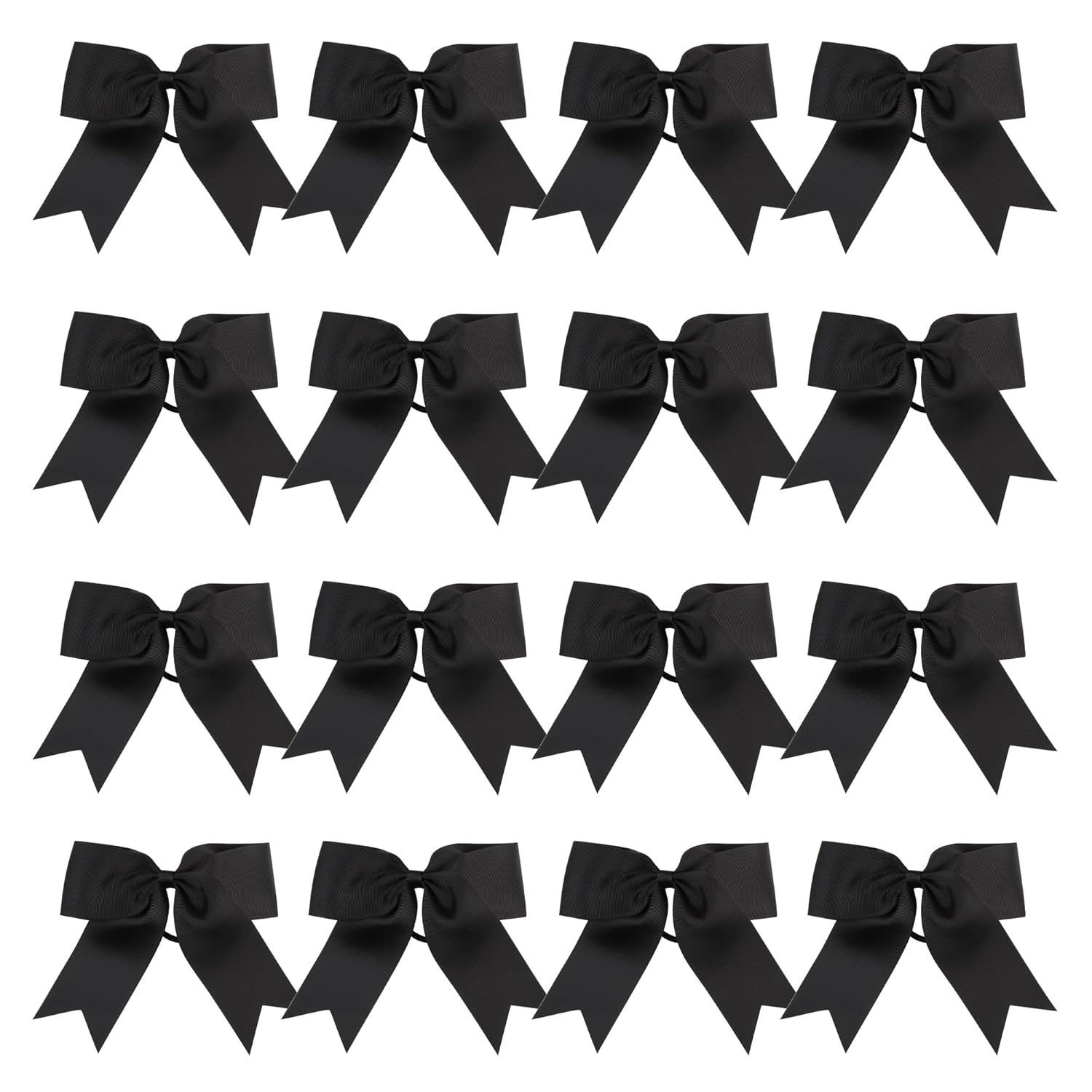Cheer Bows 6 Inch 2 Color Ponytail Holder Hair Tie 16 Pcs Hair Bow Cheerleader Bows Hair Tie (White/Royal Blue)