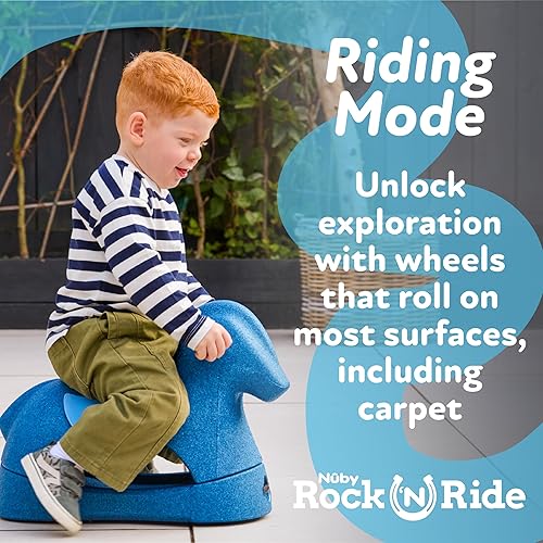 Miniatura 4 de Nuby Caballo mecedor 3 en 1 para niños, juguete de paseo, rock y scoot con espuma EPP, ligero, duradero, impermeable, juego en interiores y