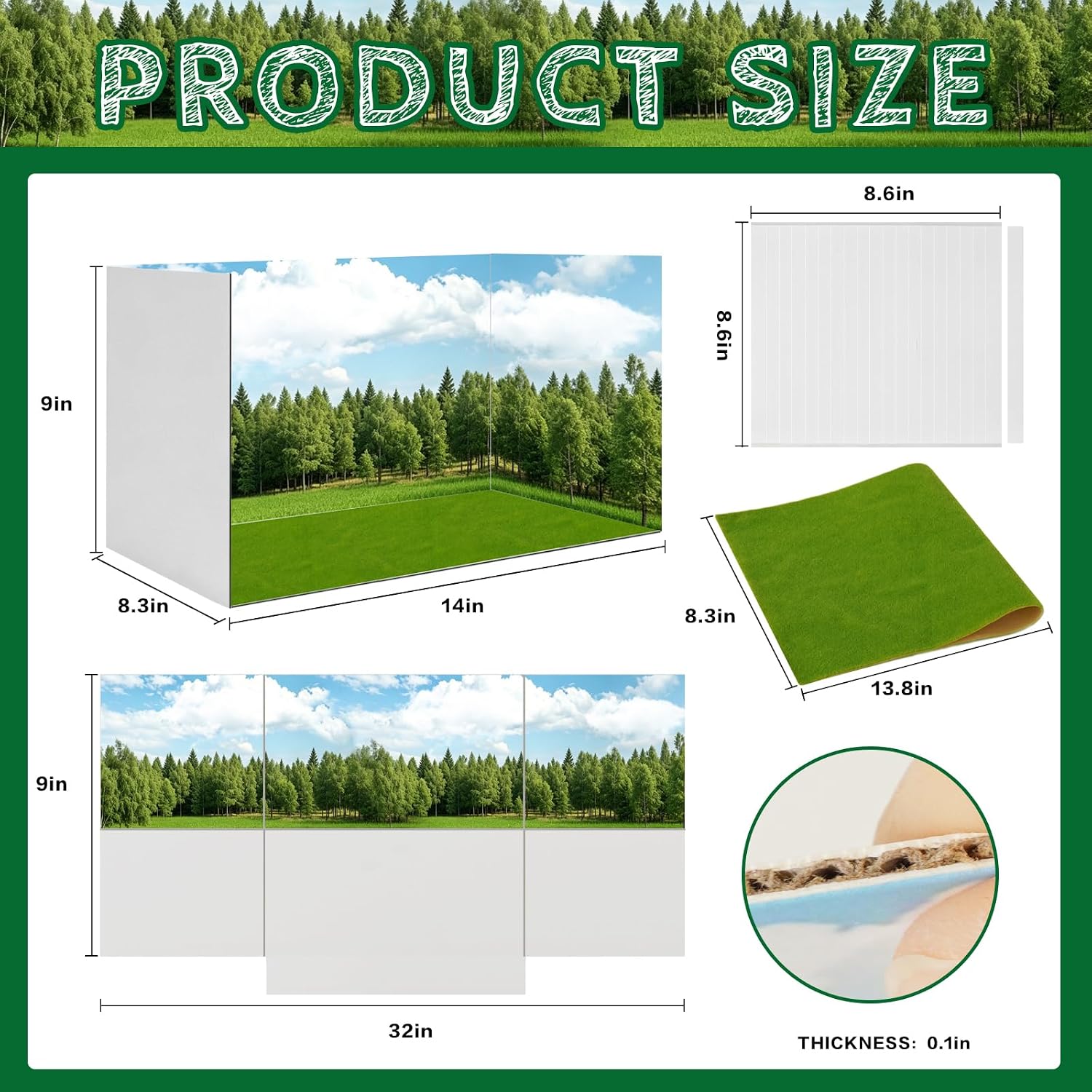 Ecmln Jungle Diorama Kit- Artificial Grass & Tapes for School Project