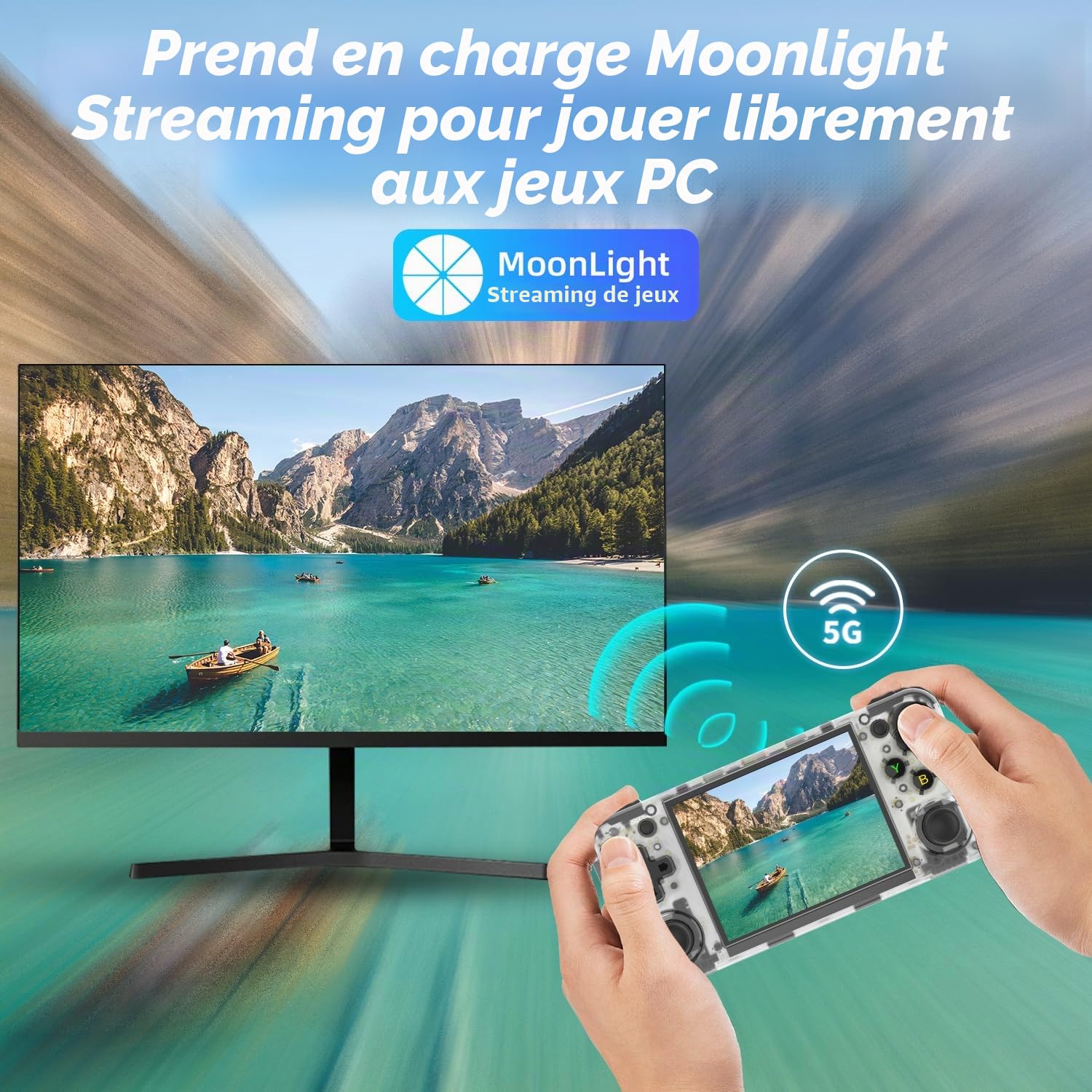 RG35XX H Console de jeu rétro portable avec batterie de 3300 mAh 5500 + jeux Carte TF 64 Go Système Linux Écran IPS 3,5" Cortex-A53 Blanc transparent