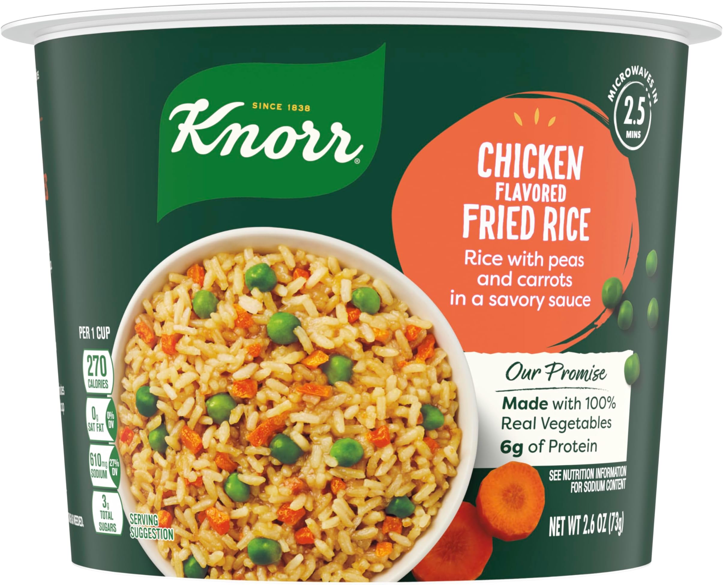 Rice Cup Chicken Flavored Fried Rice Delicious Rice Dish No Artificial Flavors or Preservatives 2.6 oz