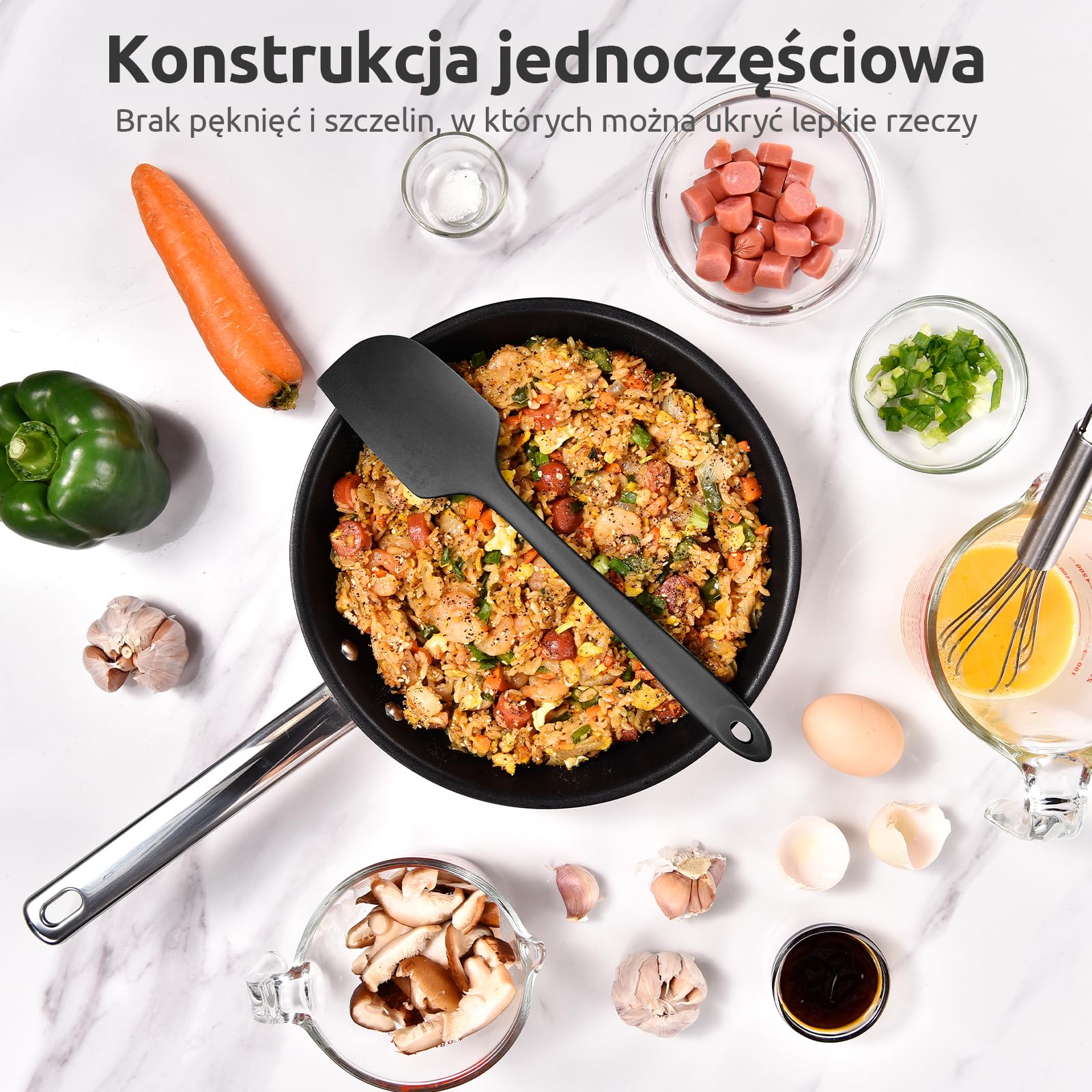 U-Taste Duża Szpatułka Silikonowa Odporna na Ciepło 250 ℃ (Czarny) | 29 cm Nieprzywierająca Elastyczna Bezszwowa Szpachelka do Pieczenia z Nylonowym Rdzeniem do Mieszania Skrobania