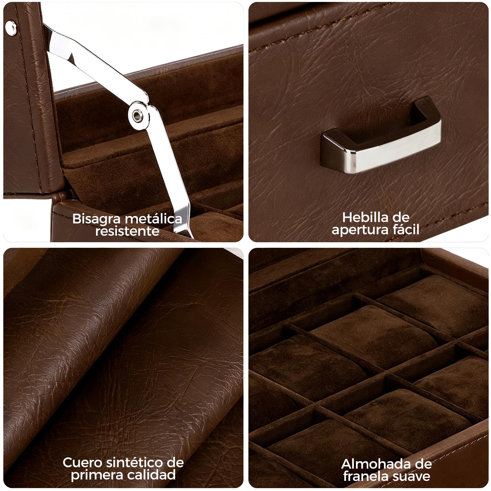 BEWISHOME Caja Relojes de Clásico Para Hombre, Caja Para Relojes de 12 Ranuras con Cajón, 2 Capas Para Almacenamiento, Reloj Hombre Para Guardar Relojes, Joyas Marrón