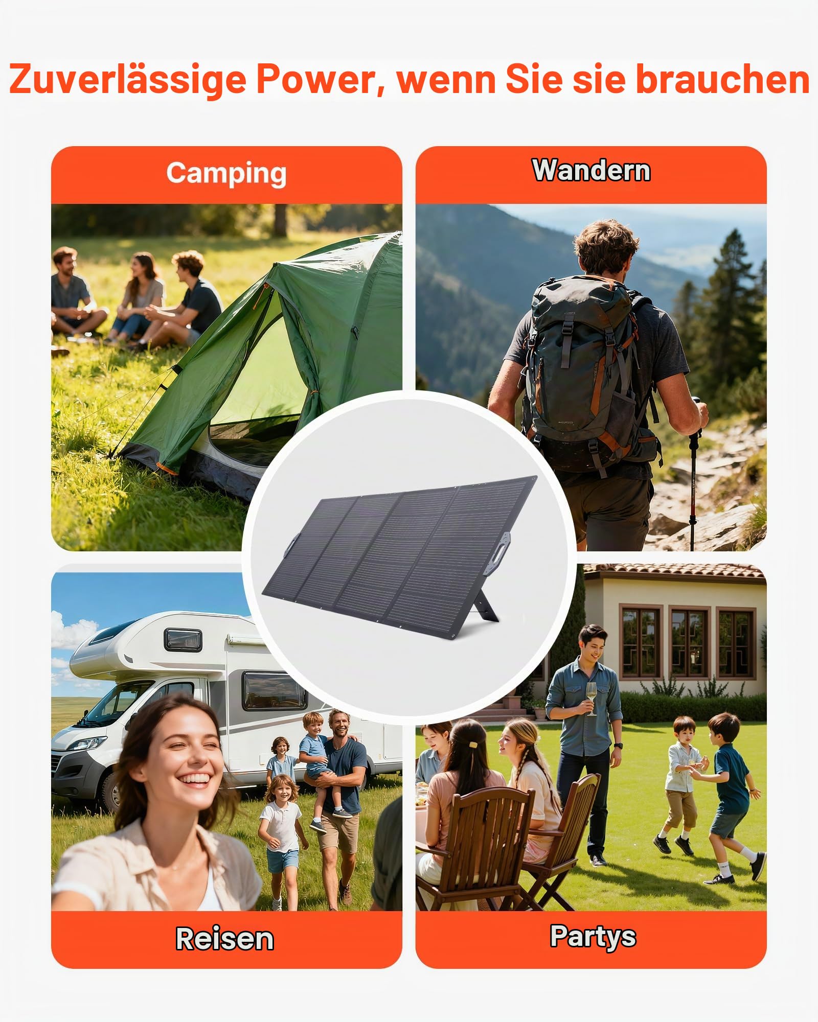 VEVOR Faltbares Solarpanel 400 W, Tragbares Solarladegerät 24% Hocheffizienz, Monokristallines Solarmodul mit MC4-Ausgang & 10-in-1-DC-Adapter, IP67, für Powerstations, Camping, Wandertouren