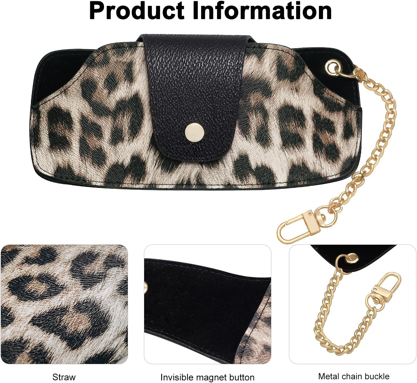 SOJOS Sunglasses Goggles Case Hard Shell Eyewear Glasses Case Leopard Print PU Bag - Image 3