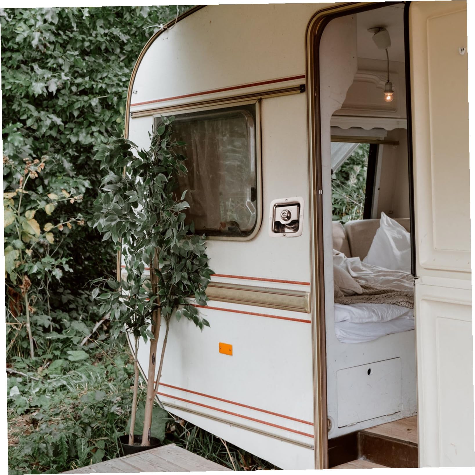 Cerradura de Placa de Acero Inoxidable para Autocaravana, 1 Juego